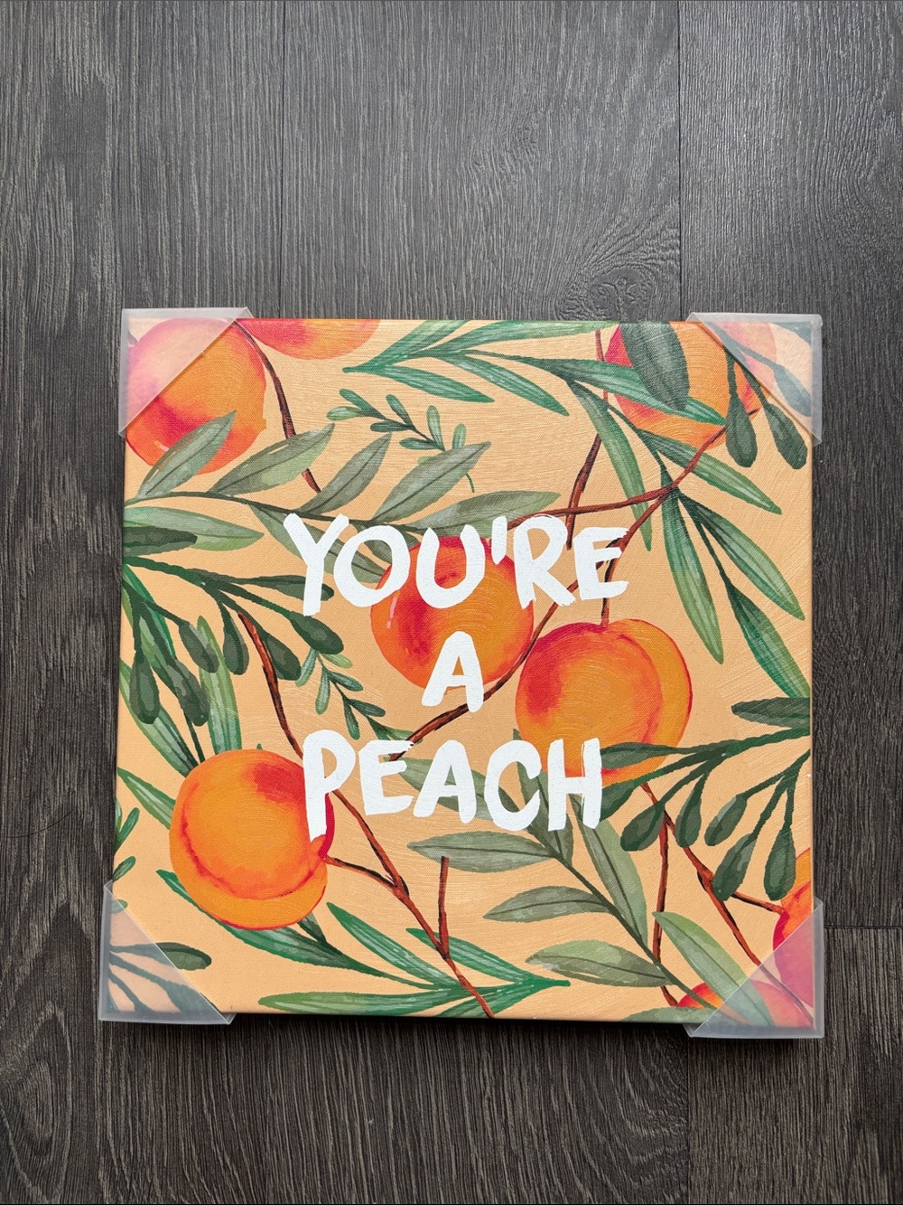 You’re A Peach Wall Art Display Canvas - Peach & Green Tropical Print